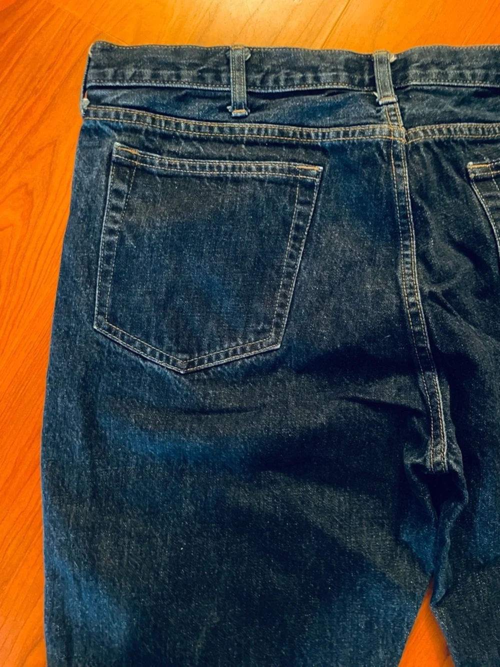 J Crew Blue Jeans Mens 38x34 Slim Straight Indigo Dyed Resin Crinkle Wash